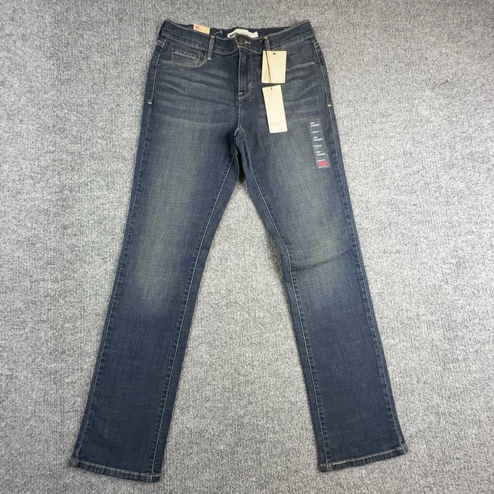 Levis 505 Straight Jeans Womens 6 Medium Wash Blue Mid Rise Stretch 15505-0112